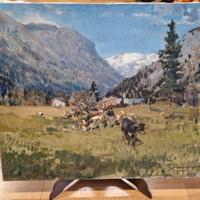 Dipinto olio su tela Paesaggio montano Campagnari
