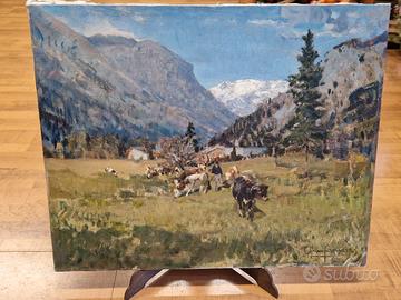 Dipinto olio su tela Paesaggio montano Campagnari