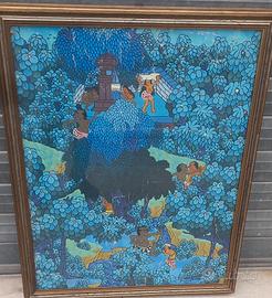 dipinto olio su tela  stile Penastanan  Balinese  