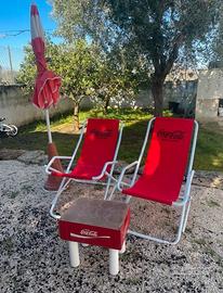 2 sdraio coca cola + ombrellone