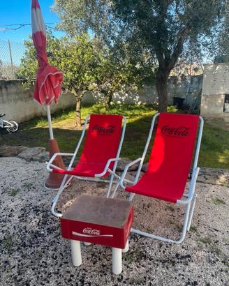 2 sdraio coca cola + ombrellone