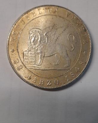 Moneta 5 lire Repubblica Veneta 22 marzo 1848