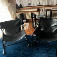 Poltrone vintage in cuoio nero anni 80