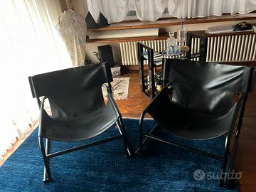 Poltrone vintage in cuoio nero anni 80