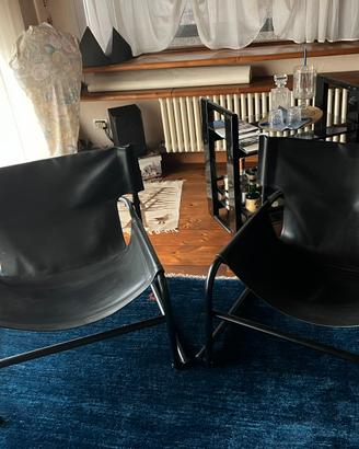 Poltrone vintage in cuoio nero anni 80