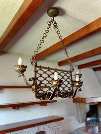 Lampadario ferro battuto