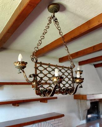 Lampadario ferro battuto