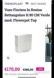 Fioriera resina bianca h 80 cm