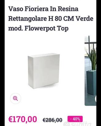 Fioriera resina bianca h 80 cm