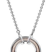 PANDORA Collana pendente cerchio con pavé e cuori