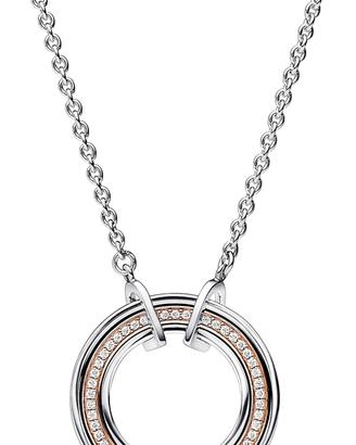 PANDORA Collana pendente cerchio con pavé e cuori