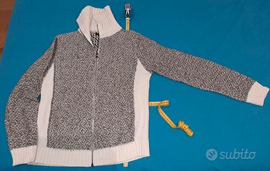 Maglione Sisley bianco zip taglia L