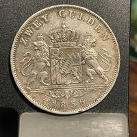 2 Gulden 1856 Maximilian II Baviera Argento Moneta