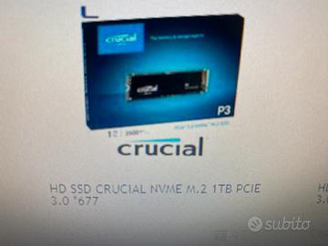 Nuovo , imballato , Ssd Crucial P3 da 1 TB