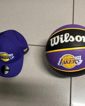 pallone basket + cappello Lakers