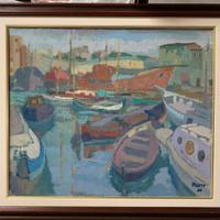 Franco Marro quadro dipinto porto ligure barche