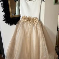 Vestito elegante bambina Con fiori color Avorio