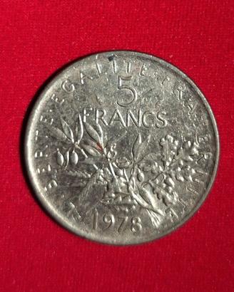 5 franchi francesi moneta anno 1978