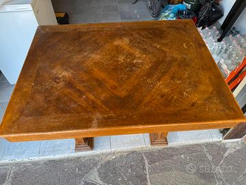 Tavolo vintage legno massello e motivo geometrico