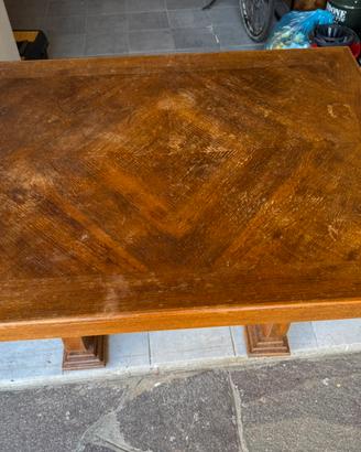 Tavolo vintage legno massello e motivo geometrico