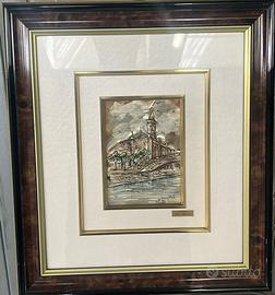 Quadro san cristoforo milano in lastra argento