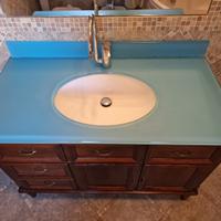 Mobile Bagno- Top cristallo celeste