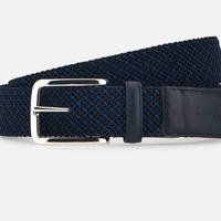 Cintura Hogan in nastro elastico e pelle blu