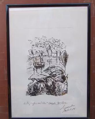 Quadro litografia firmata con cornice