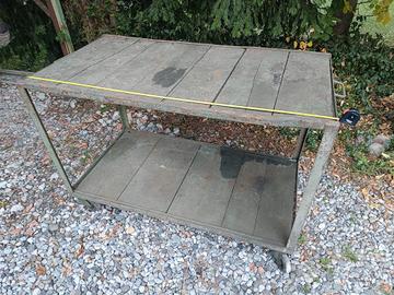 banco da lavoro carrello legno e metallo 