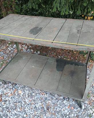 banco da lavoro carrello legno e metallo 