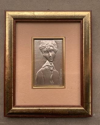 Quadro in argento Donna con cravatta di Modigliani