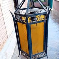 Lampadario a lanterna con forma esagonale in ferro