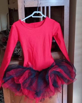 Body rosso Lorella con tutù in tulle taglia 34