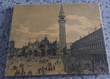 Riproduzione veduta Canaletto su pannello di legno