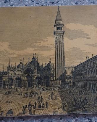 Riproduzione veduta Canaletto su pannello di legno