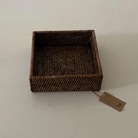 cestino quadrato in rattan H&H 19x19x6,5 cm