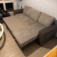 Divano letto grigio con contenitore