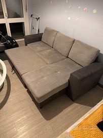 Divano letto grigio con contenitore