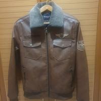 Giubbino stile aviatore in pelle marrone chiaro