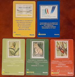 Blocco 5 Tessere Filateliche Italiane 2002 e 2003
