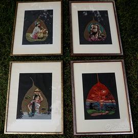 Quadri dipinti a mano su foglie di Pipal  - N. 4