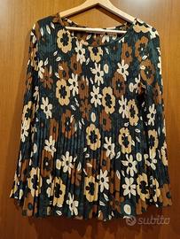 blusa plissettata a maniche lunghe