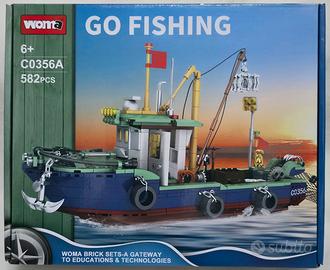 Peschereccio in mattoncini stile Lego