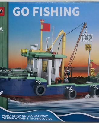 Peschereccio in mattoncini stile Lego