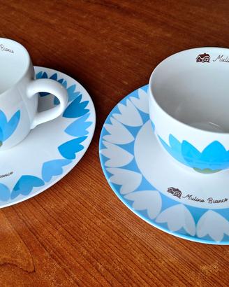 2 tazze con piattino Mulino Bianco Fiordaliso