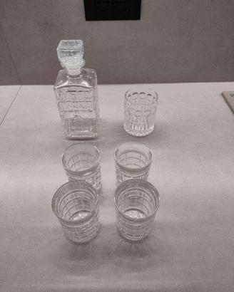 Anni 80 Decanter Whisky 5 bicchieri 1 portabottigl