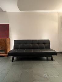 Divano letto in eco pelle nera