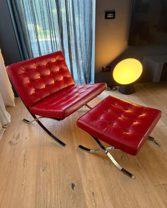 Barcelona chair 1929 con pouf, MADE IN ITALY