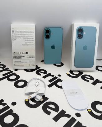Apple iPhone 16 5G 128GB verde acqua batteria 87%