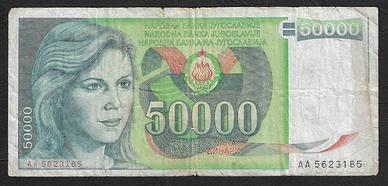 Jugoslavia - banconota circolata da 50000 Dinari